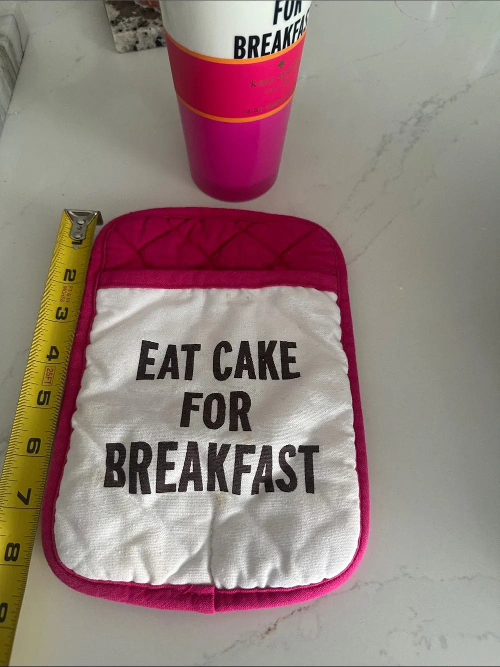 kate spade Pink and White Quilted Oven Mitt - 